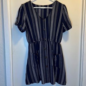 Dark blue striped summer dress